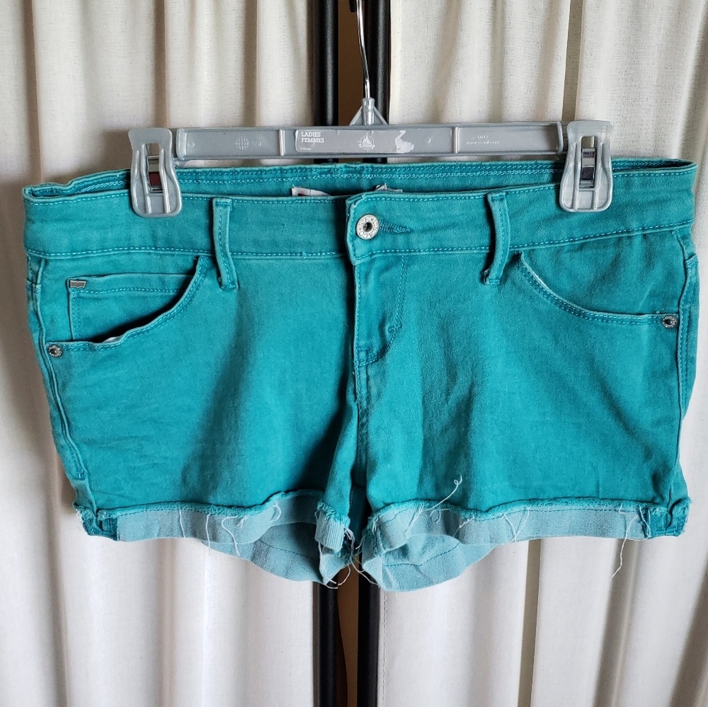 Levi's 11/12 teal shorty shorts - Picture 1 of 4